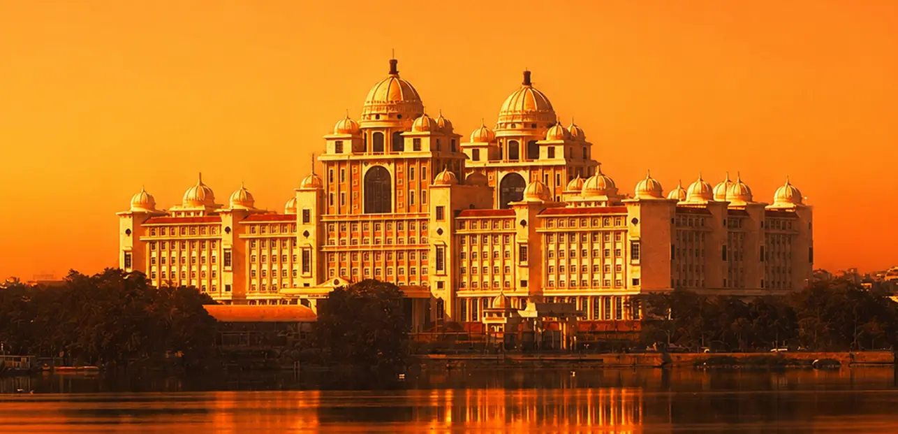 Historic architectural heritage in Hyderabad at golden hour representing Viscano's roots