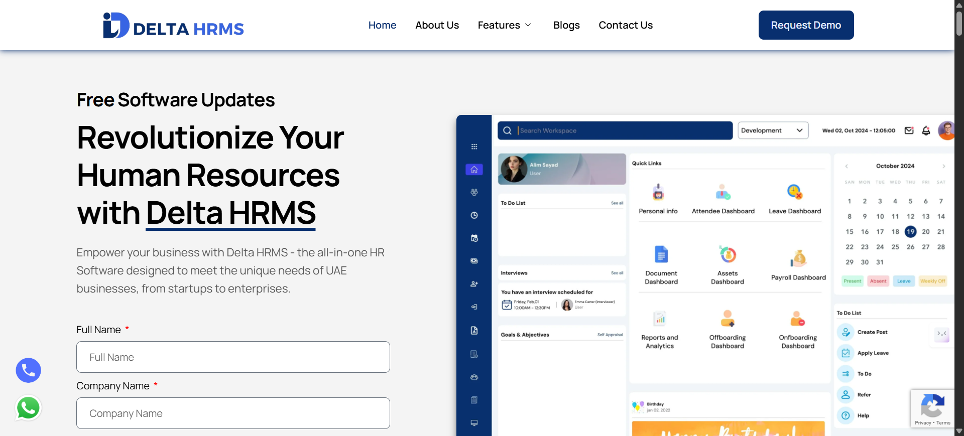 Delta HRMS website screenshot